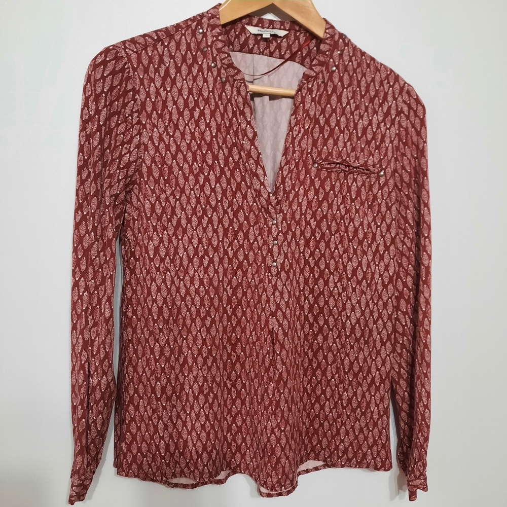 Sandwich Long Sleeve Red and White Blouse